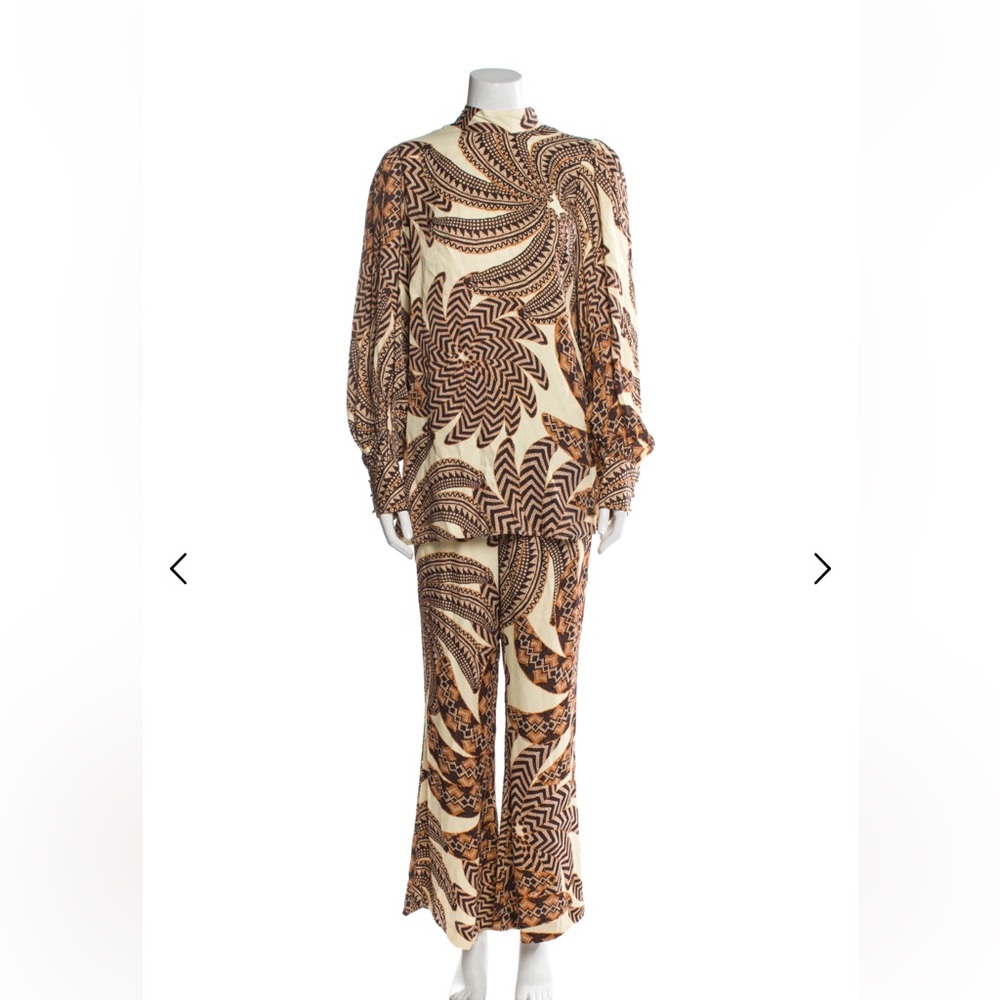 Brown and Cream Patterned Two-Piece Farm Rio Set